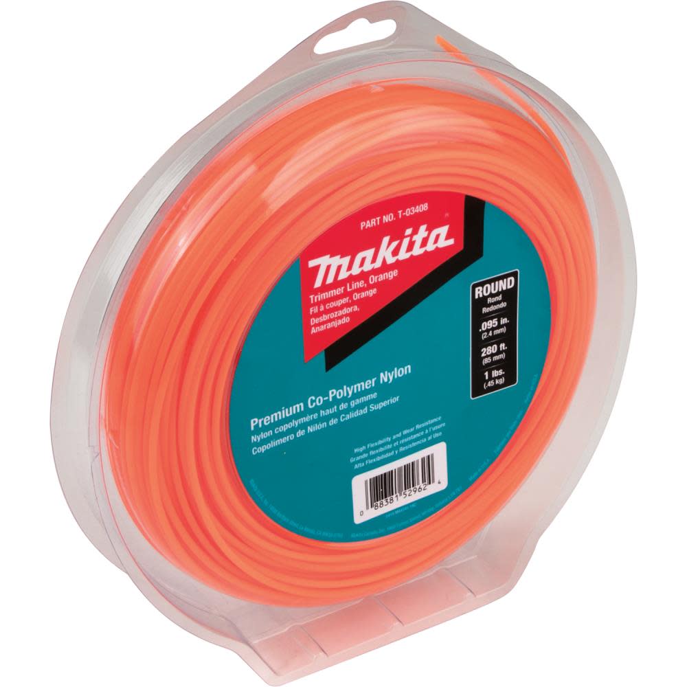 Makita Round Trimmer Line 0.095 Orange 280 1 lbs. - Ascmtools