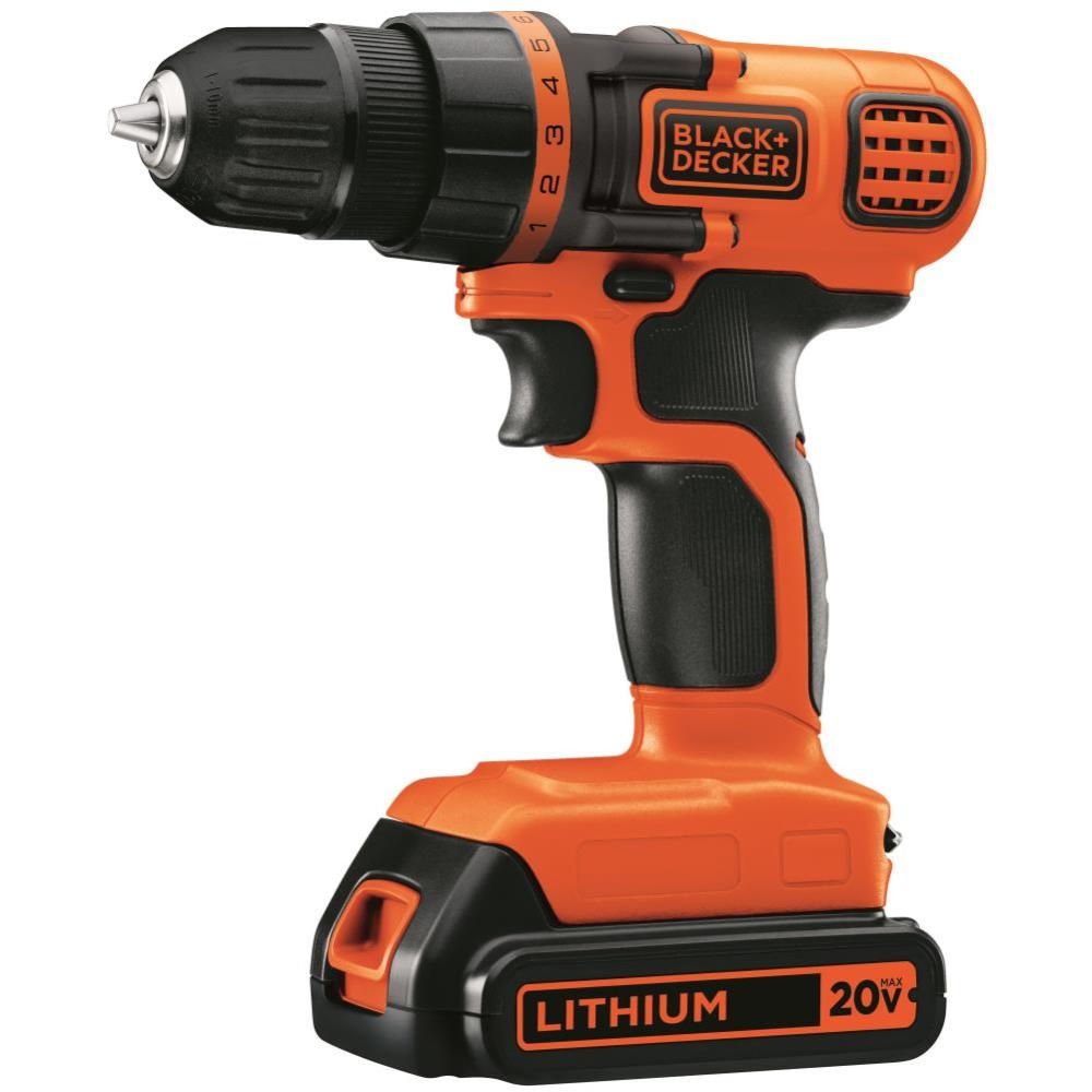 Black and Decker 20-volt MAX Lithium Ion (Li-ion) 3/8-in Cordless Drill with Battery Kit - Ascmtools