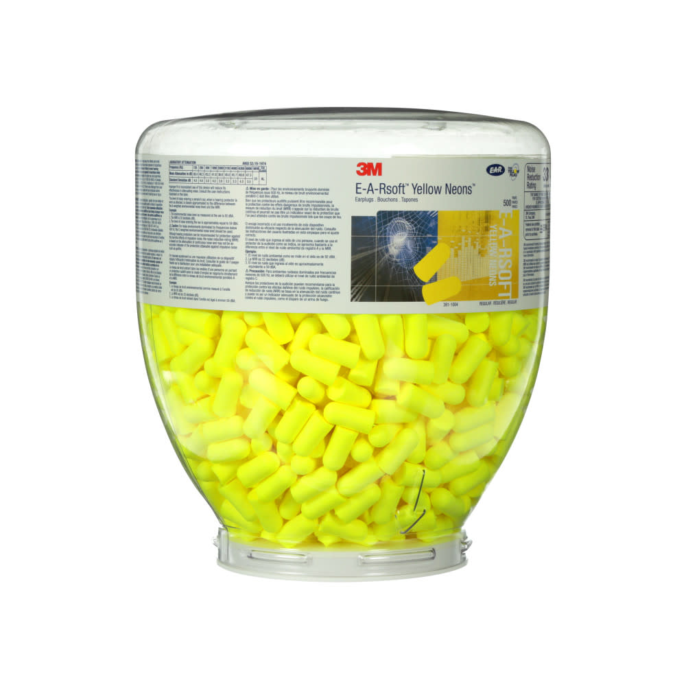 3M E-A-Rsoft Yellow Neons One Touch Refill Earplugs 391-1004 Uncorded Regular Size - Ascmtools
