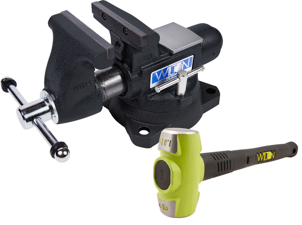 Wilton 55″ Special Edition Black 1755 Tradesman Bench Vise with BASH 20416 Sledge Hammer - Ascmtools