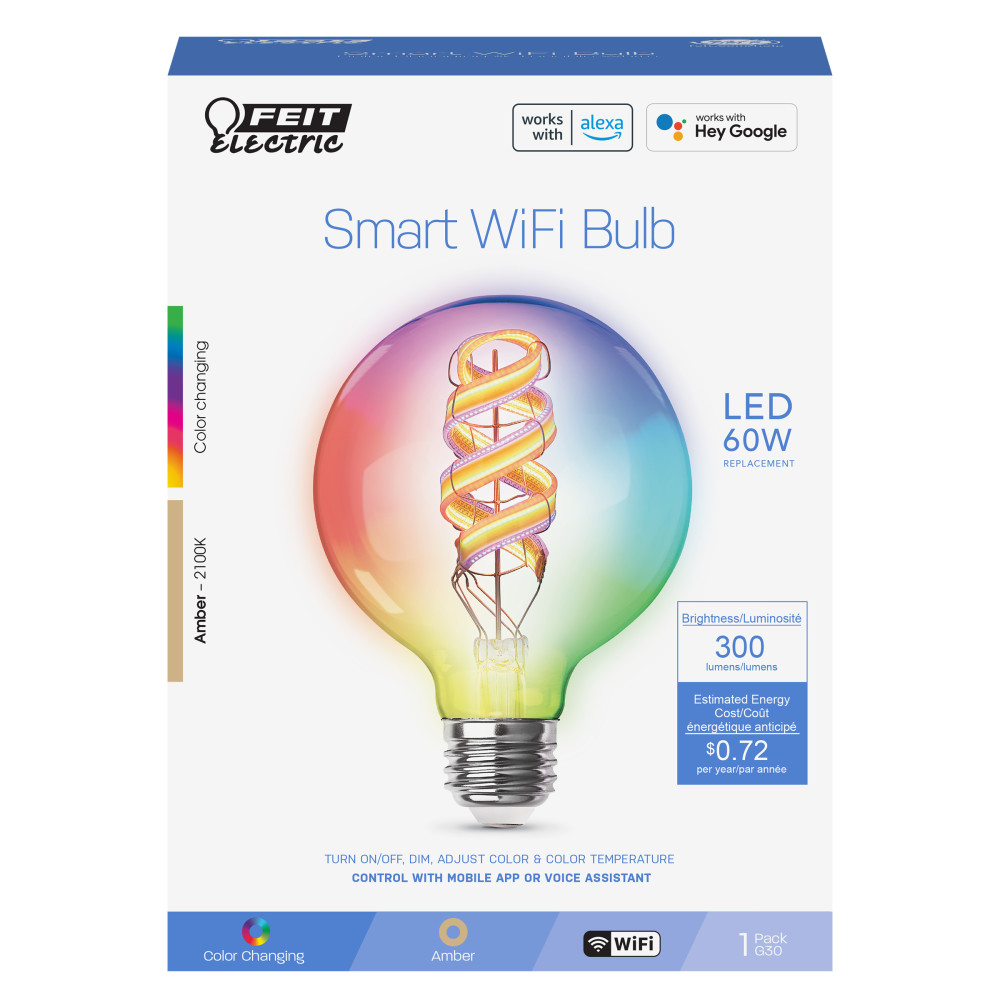 Feit Electric 60W G30 Spiral Filament LED Smart Bulb 1pk - Ascmtools