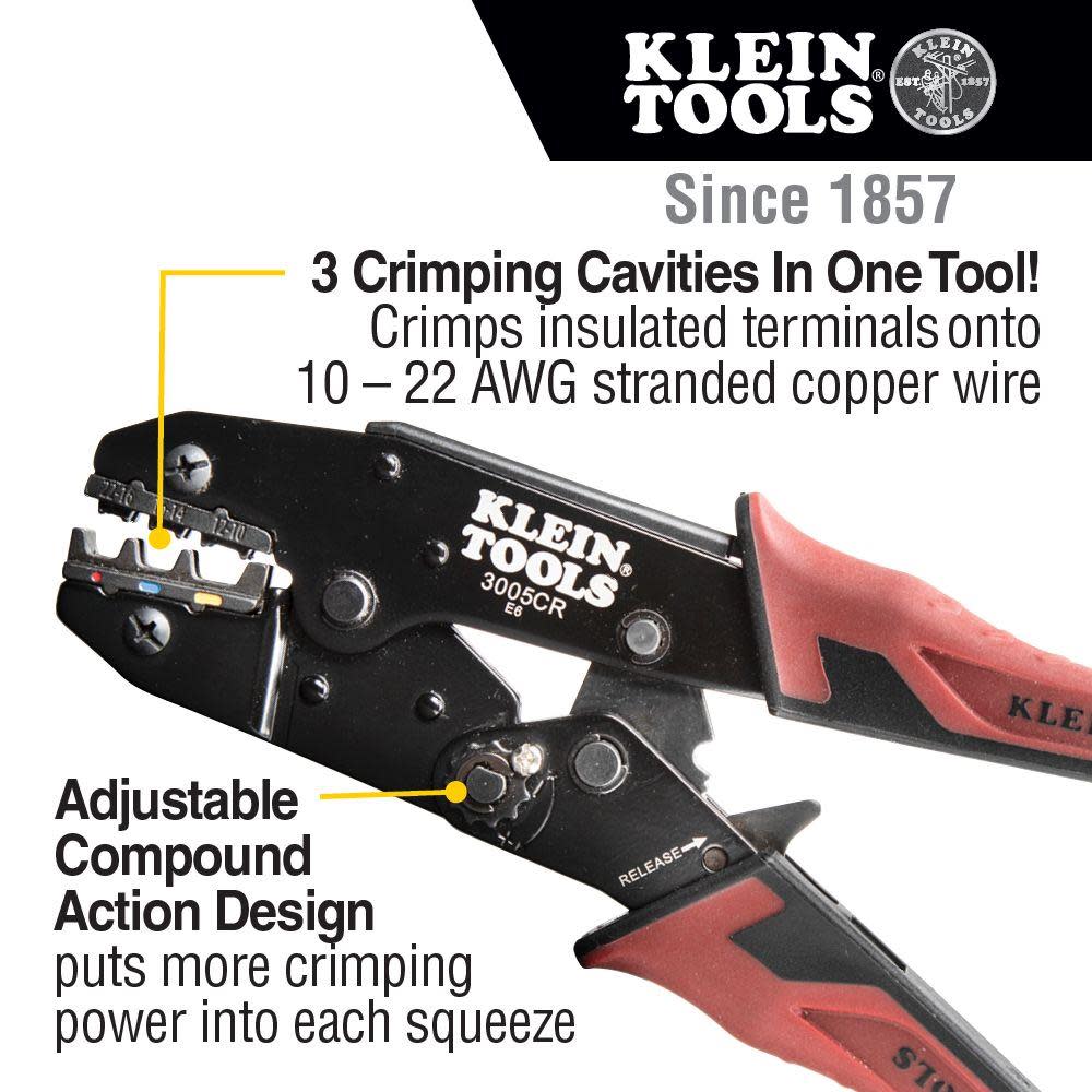 Klein Tools Ratchet Wire Crimper 10 to 22 AWG - Ascmtools