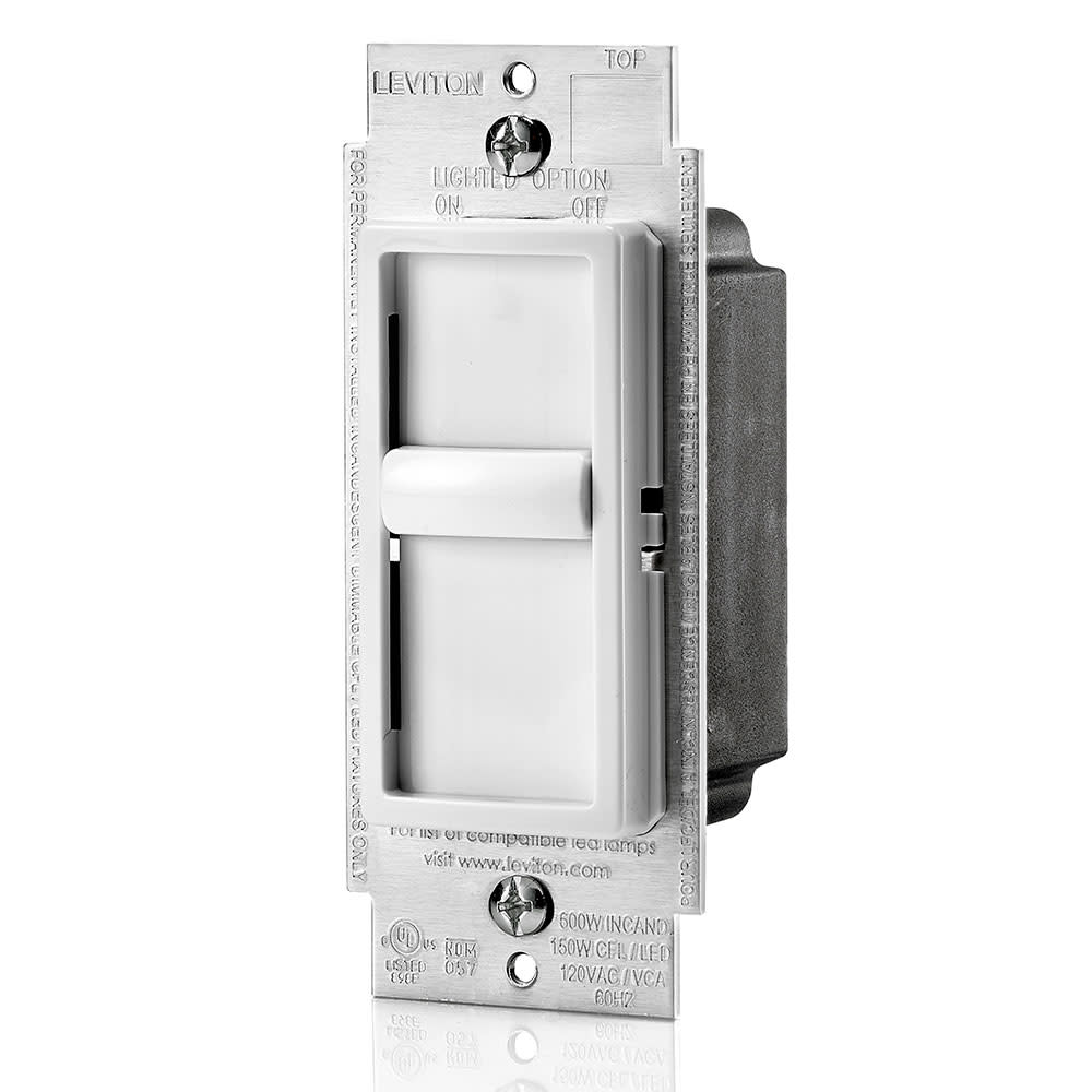 Leviton Dimmer Switch White Incandescent/Halogen 1 Pole Slide - Ascmtools