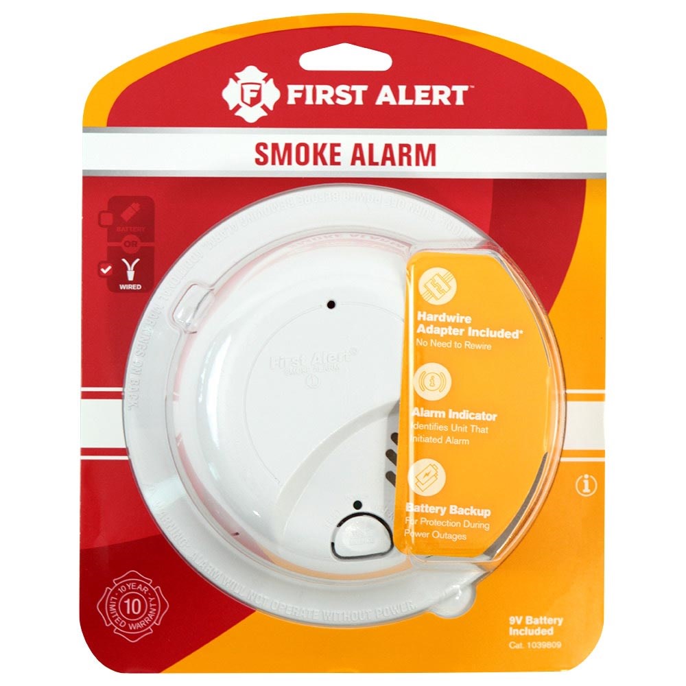 First Alert Hardwired 120-Volt AC Smoke Alarm with Adapter Plugs - Ascmtools
