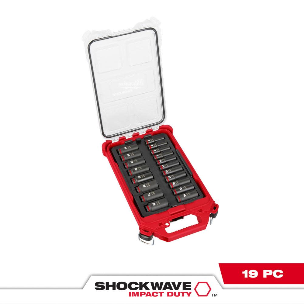 Milwaukee SHOCKWAVE Impact Duty Socket 3/8 Dr 19pc MM PACKOUT Set - Ascmtools