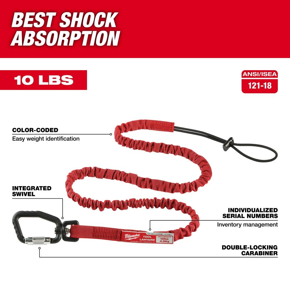 Milwaukee 10 Lb. Extended Reach Locking Tool Lanyard - Ascmtools