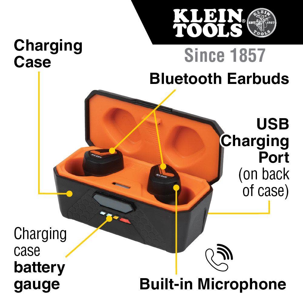 Klein Tools Bluetooth Jobsite Earbuds - Ascmtools