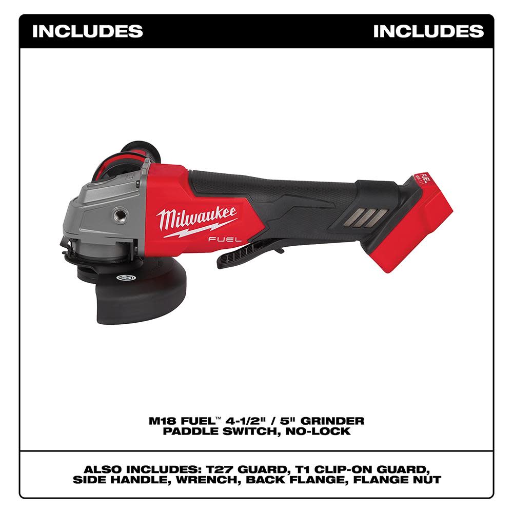 Milwaukee M18 FUEL 4-1/2″ / 5″ Grinder Paddle Switch No-Lock Bare Tool - Ascmtools