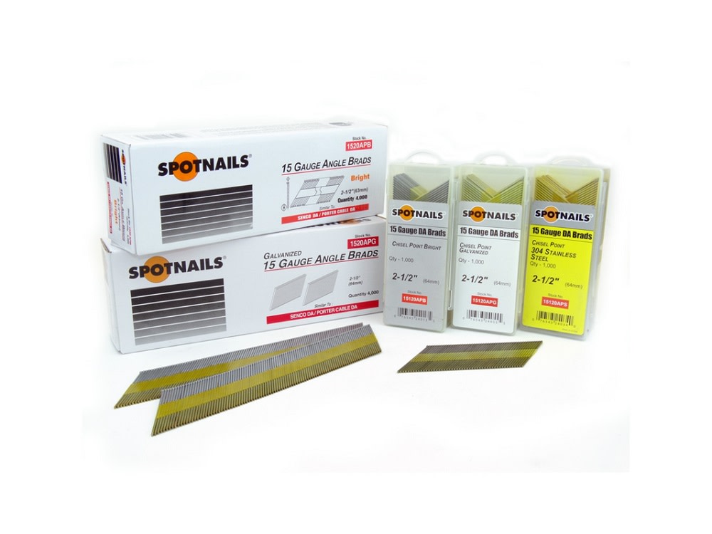 Spotnails 2-1/2 In. 15 Ga Galvanized DA 34 deg Angle Brad Nails – 4000/Box - Ascmtools