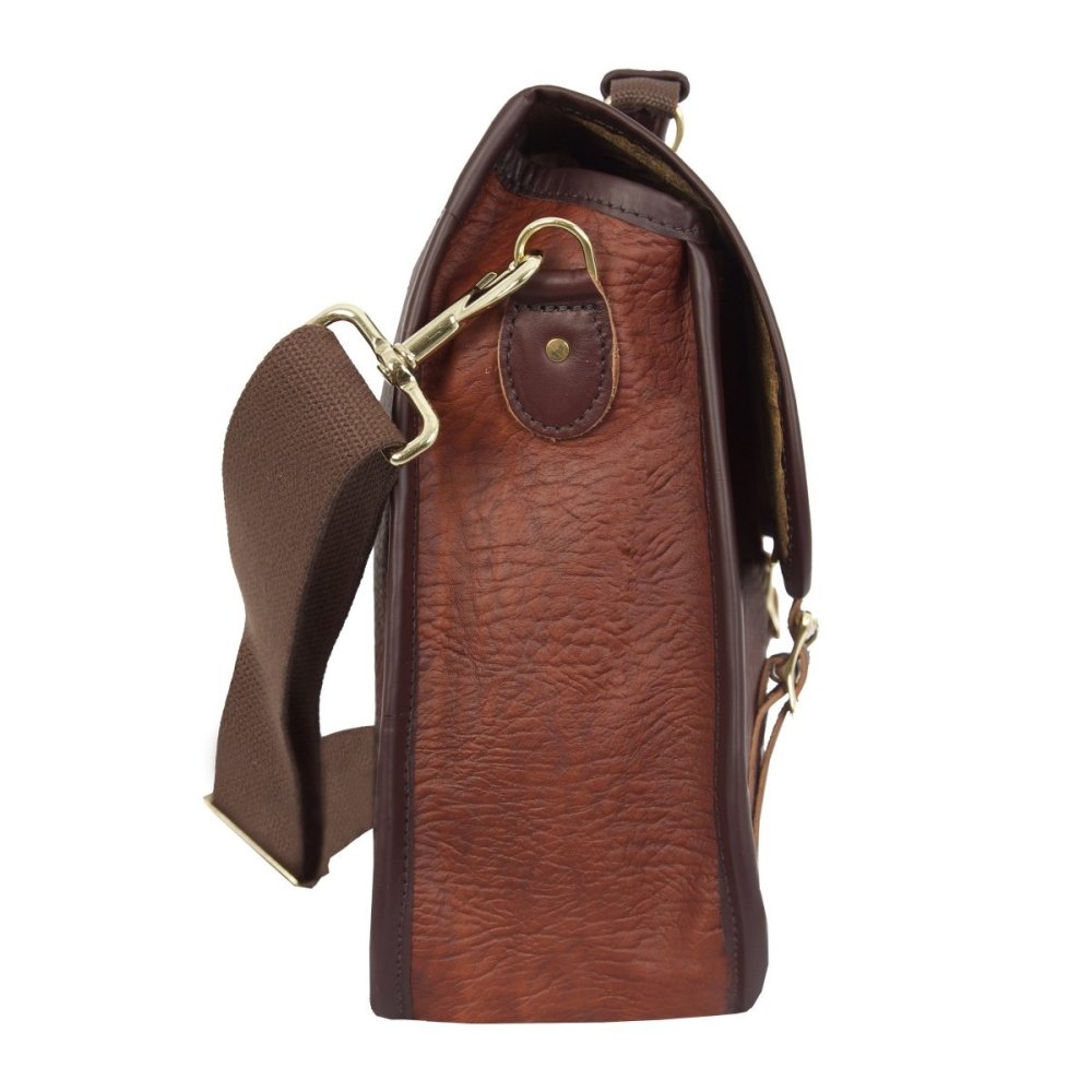 Duluth Pack 15 Liter Capacity Brown Trim Bison Leather Executive Briefcase - Ascmtools