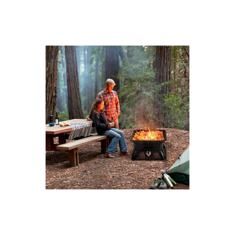 Living Accents Fire Pit Porcelain/Steel Portable Square Propane - Ascmtools