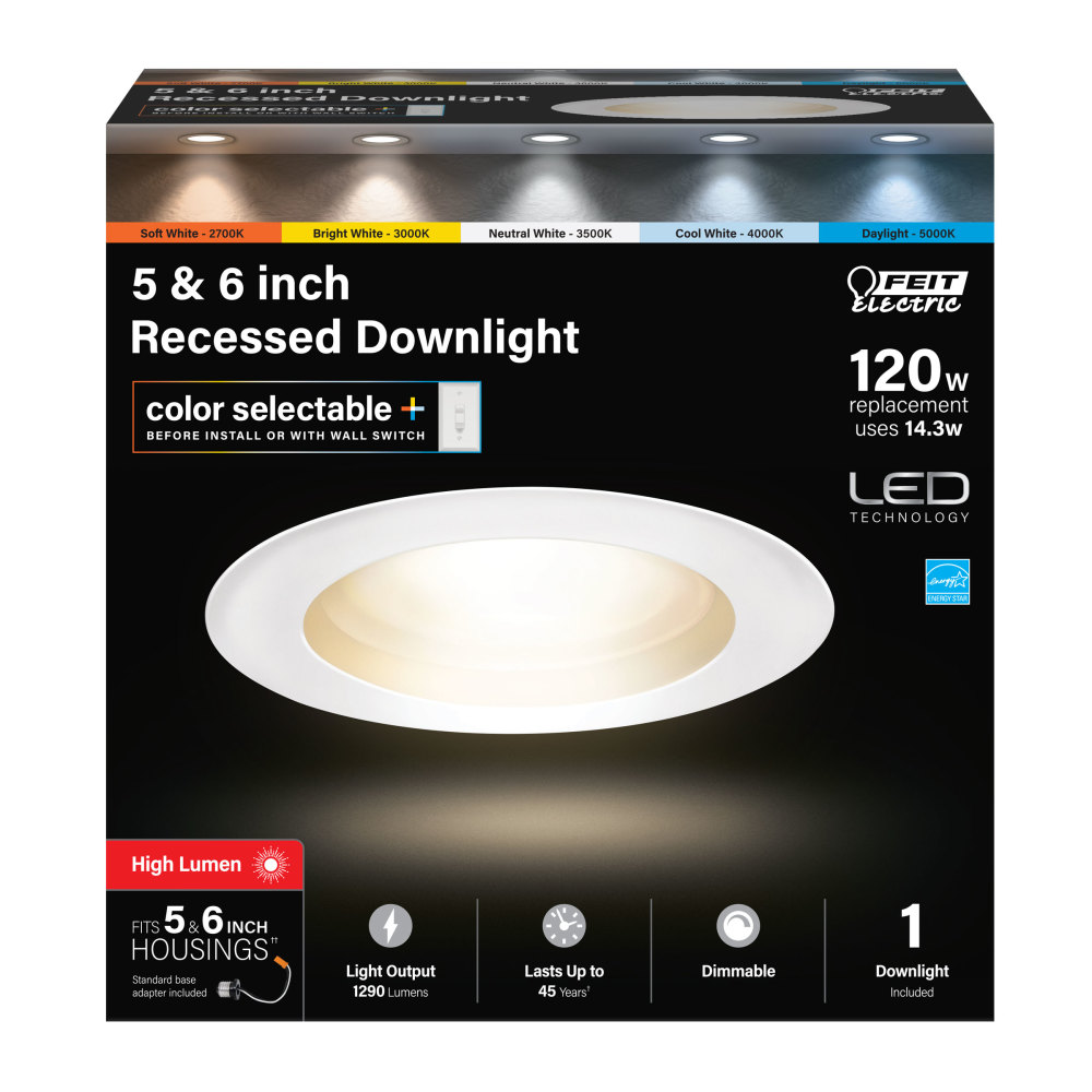 Feit Electric 5-6″ 14.3W 1290 Lumens LED Recessed Downlight - Ascmtools