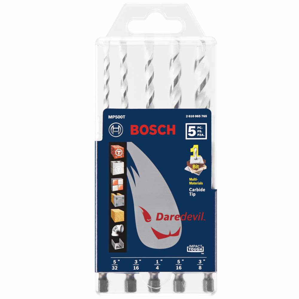 Bosch 5 pc. Daredevil Multipurpose Drill Bit Set - Ascmtools