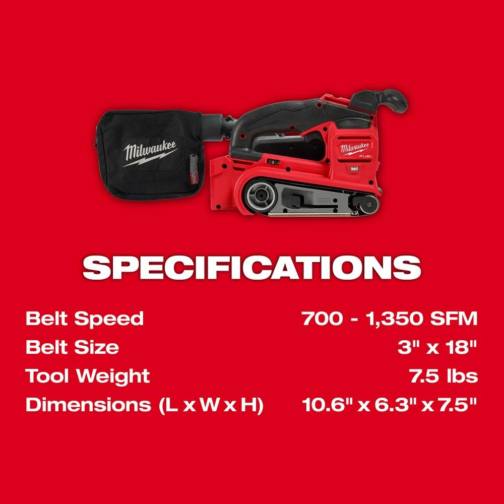 Milwaukee M18 FUEL 3″x18″ Belt Sander - Ascmtools