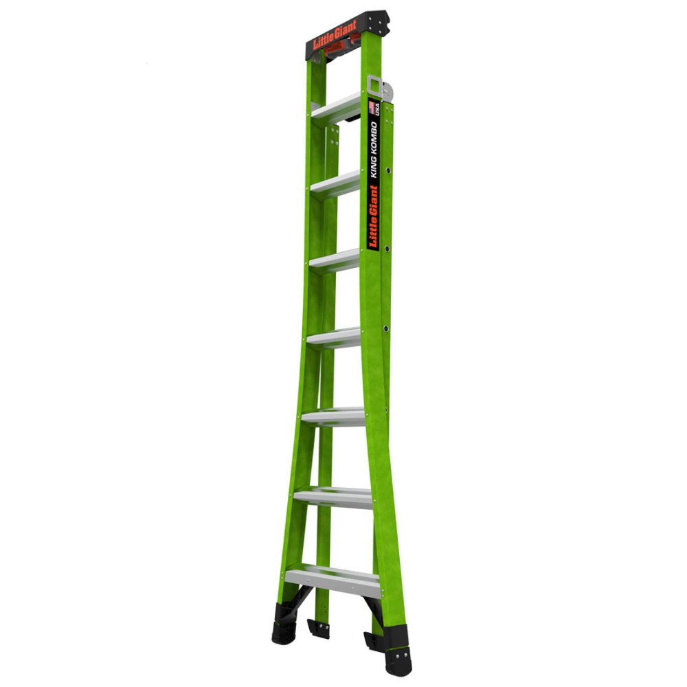 Little Giant Safety King Kombo Professional 8′ ANSI Type IAA 375 lb Rated Fiberglass 3-in-1 All-Access Combination Ladder - Ascmtools