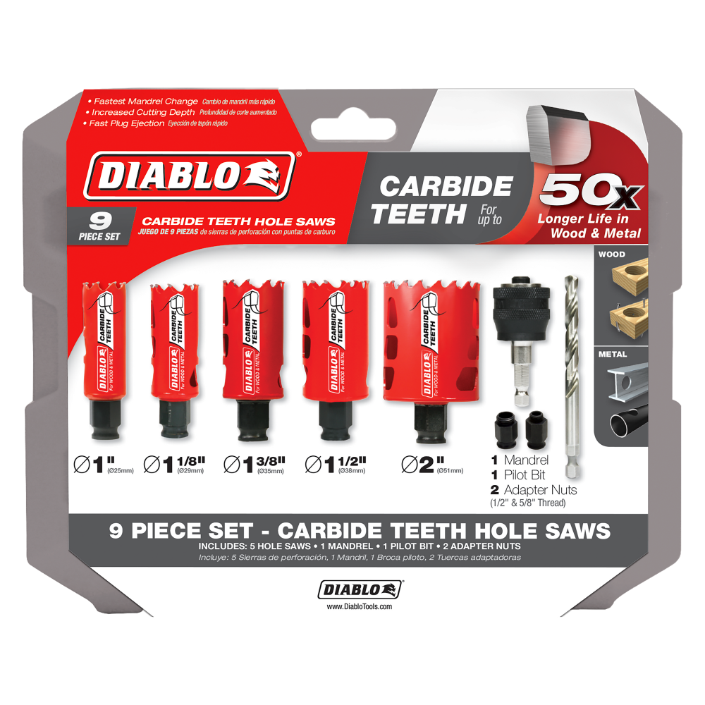 Diablo Tools 9pc Carbide General Purpose Hole Saw Set - Ascmtools