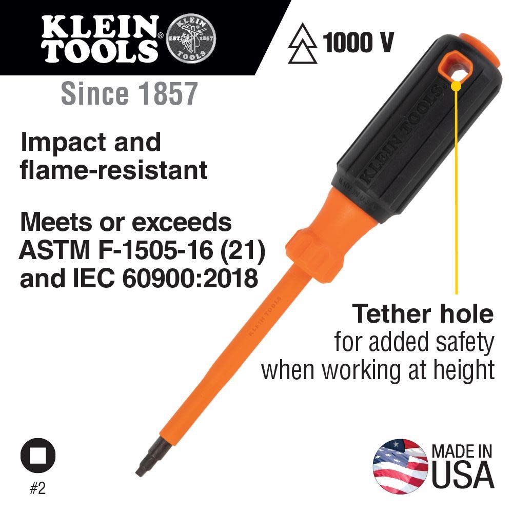 Klein Tools 4 in. Insulated Driver #2 Sq Tip - Ascmtools