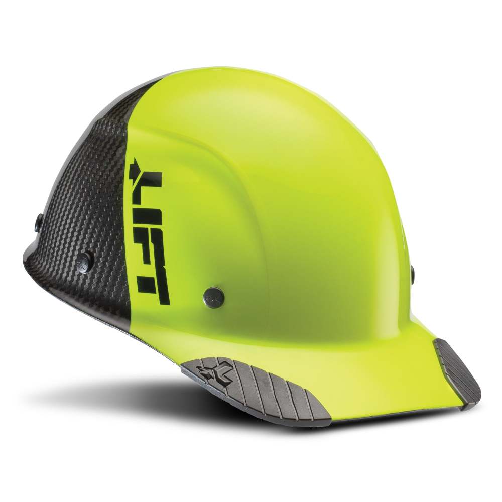 Lift Safety Hard Hat DAX FIFTY50 Yellow and Black Carbon Fiber Cap - Ascmtools
