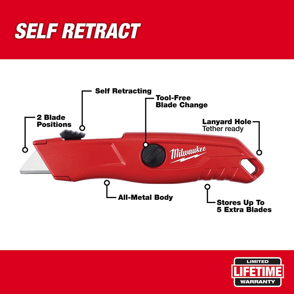 Milwaukee Self Retracting Utility Knife - Ascmtools
