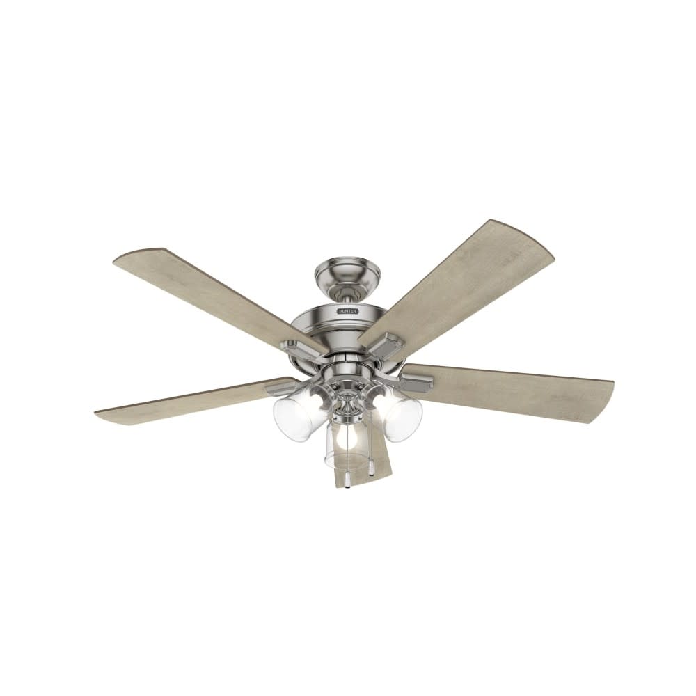 Hunter Fan Crestfield Ceiling Fan 52″ Nickel Bleached Grey Pine - Ascmtools