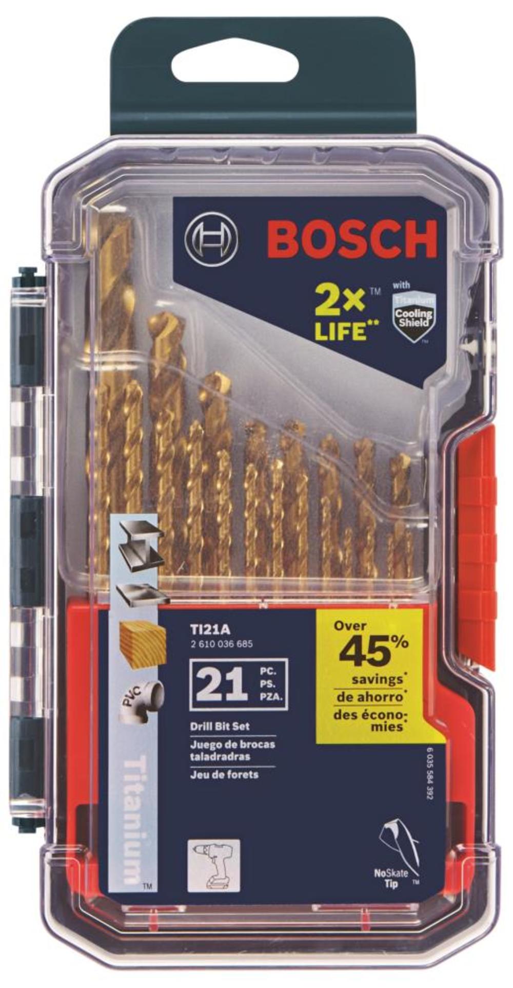 Bosch 21 pc. Titanium-Coated Metal Drill Bit Set - Ascmtools