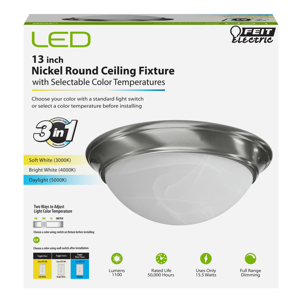 Feit Electric 15.5W 1100 Lumens Dome LED Ceiling Light Fixture - Ascmtools