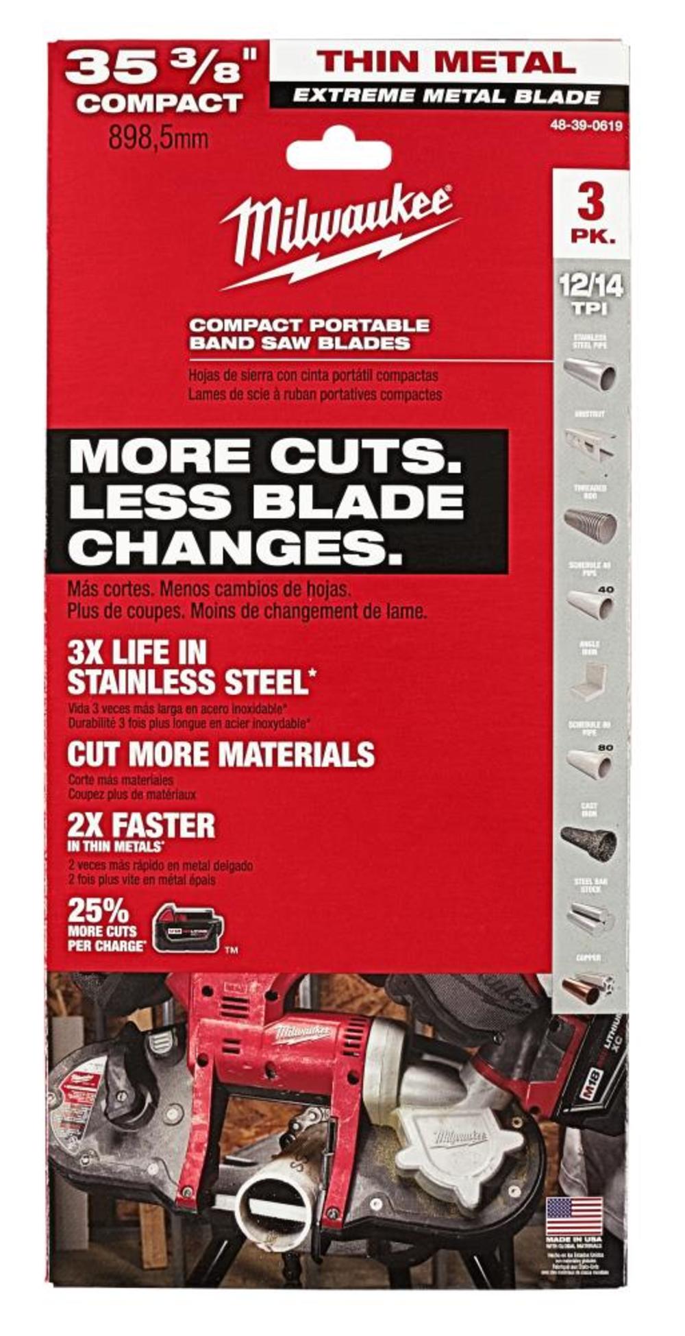 Milwaukee Extreme Thin Metal Band Saw Blades 3PK Compact - Ascmtools