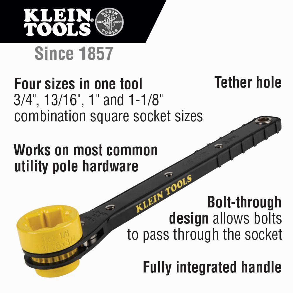 Klein Tools Lineman’s Slim Ratcheting Wrench - Ascmtools