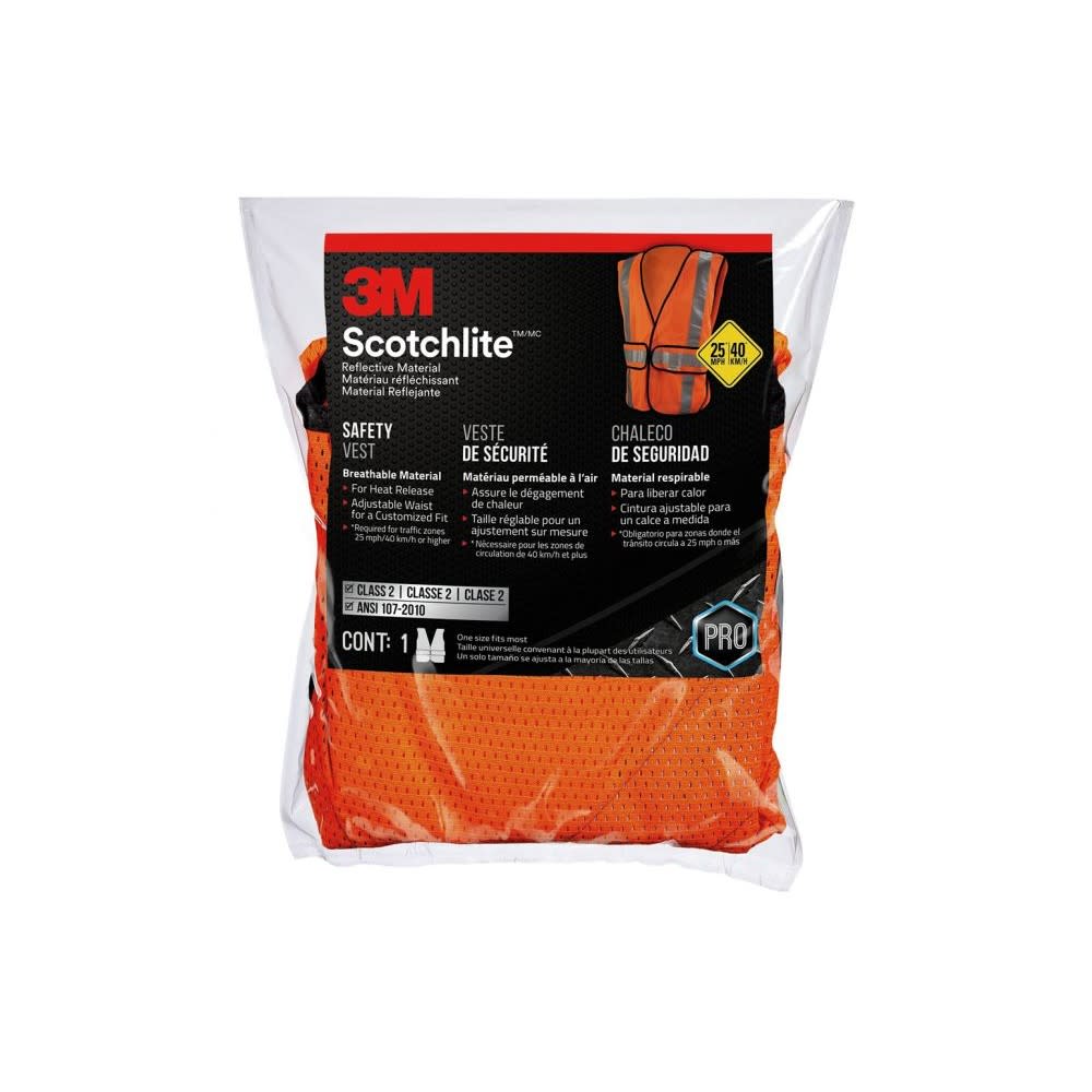 3M Scotchlite Fluorescent Orange Hi Vis Reflective Safety Vest - Ascmtools