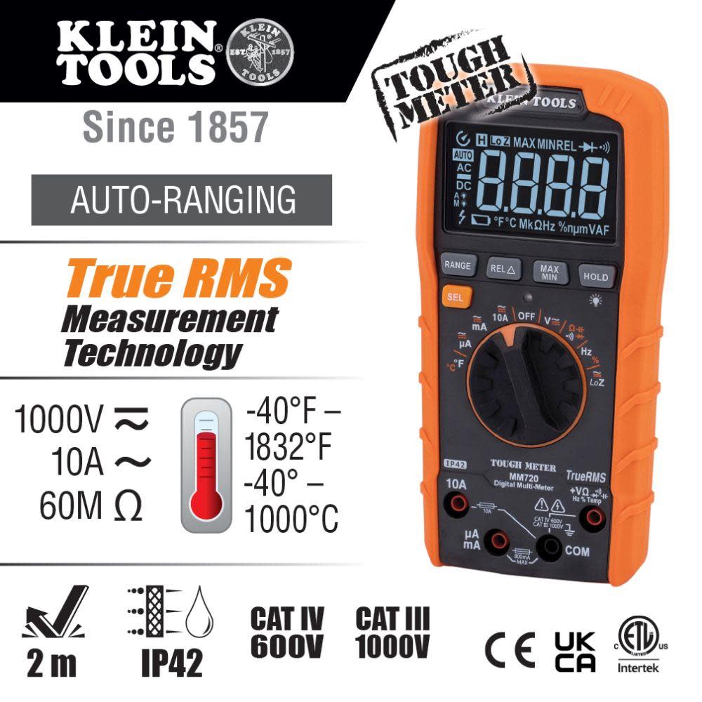 Klein Tools Digital Multimeter TRMS Auto 1000V - Ascmtools