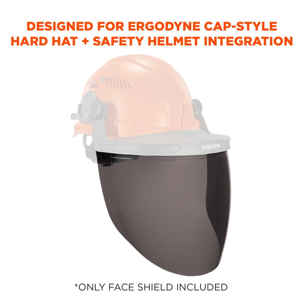 Ergodyne Smoke Face Shield Replacement for Cap-Style Hard Hat & Safety Helmet - Ascmtools