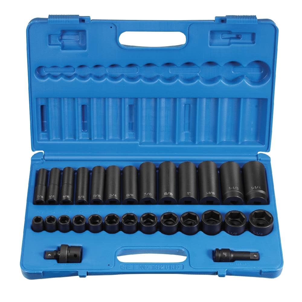 Grey Pneumatic 1/2″ Drive 28 Pc. Standard/Deep Set - Ascmtools