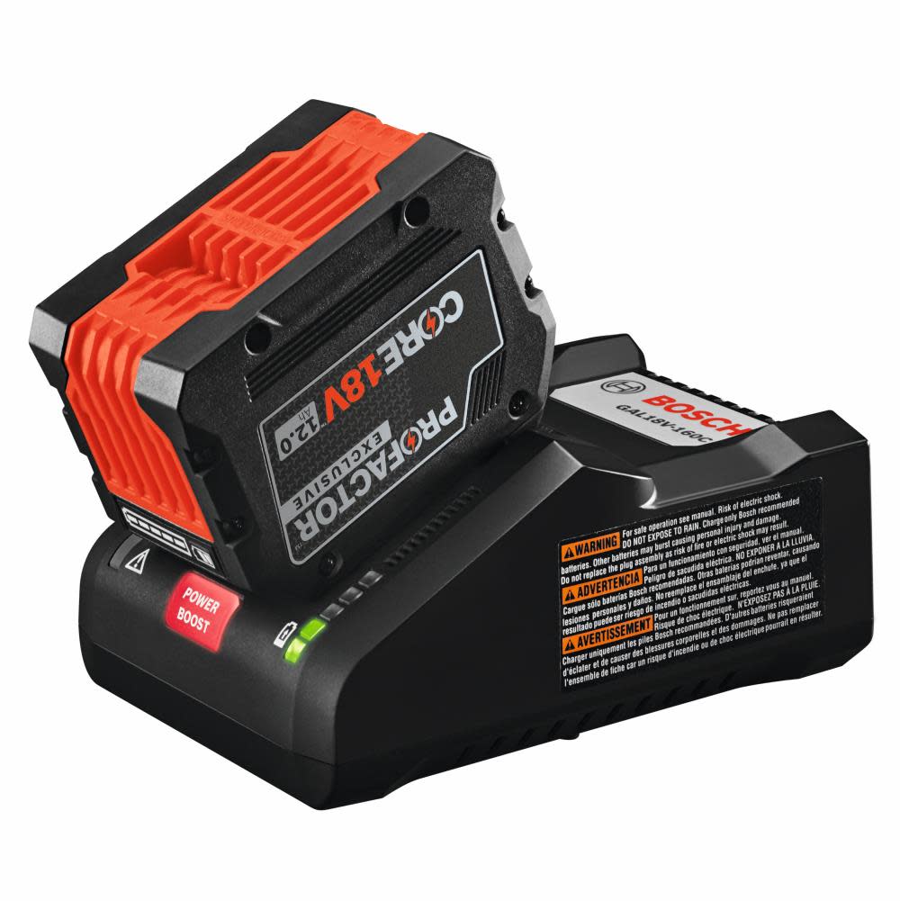 Bosch 18V CORE18V PROFACTOR Endurance Battery and Charger Starter Kit with 1 CORE18V 12Ah PROFACTOR Exclusive Battery and 1 GAL18V-160C 18V Lithium-Ion Battery Turbo Charger - Ascmtools