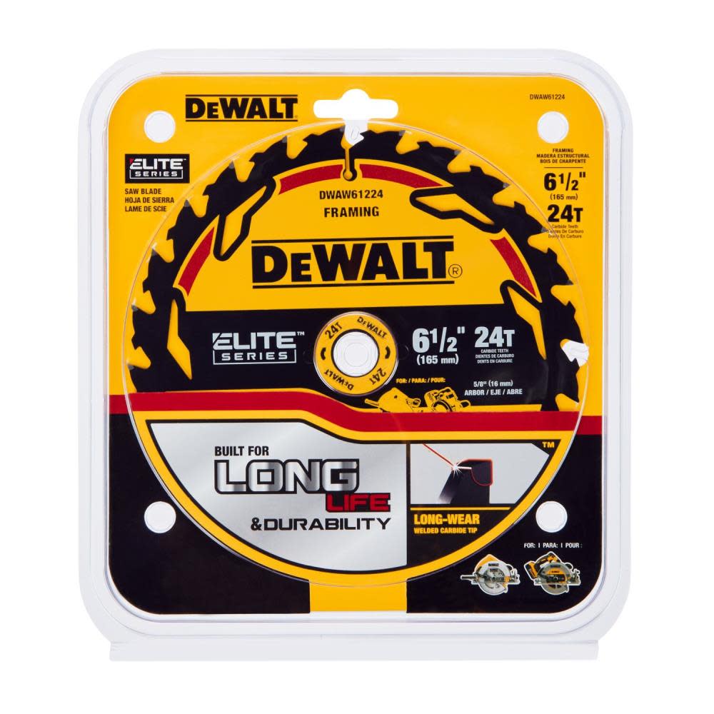 DEWALT Elite Series Blister Circular Saw Blade 6 1/2″ 24T - Ascmtools