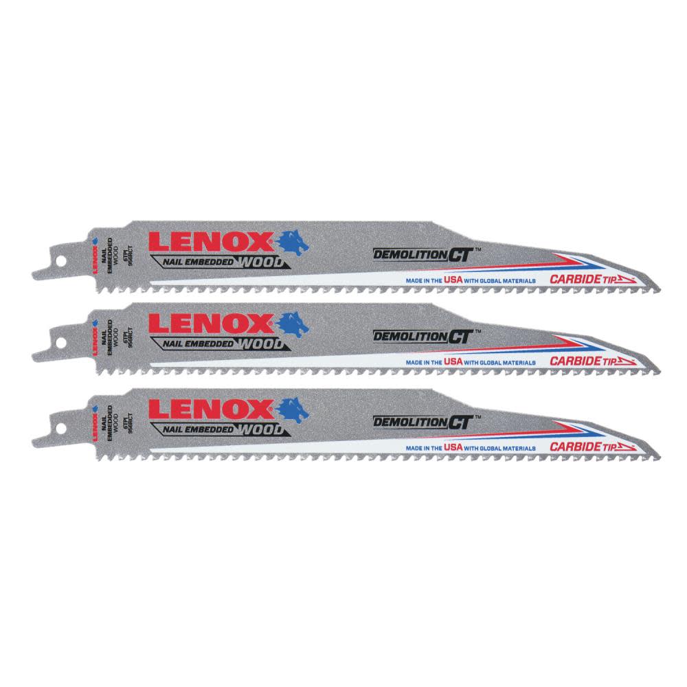 Lenox Reciprocating Saw Blades Demolition CT 9″ 6 TPI Wood/Nail Embedded Cutting 3pk - Ascmtools
