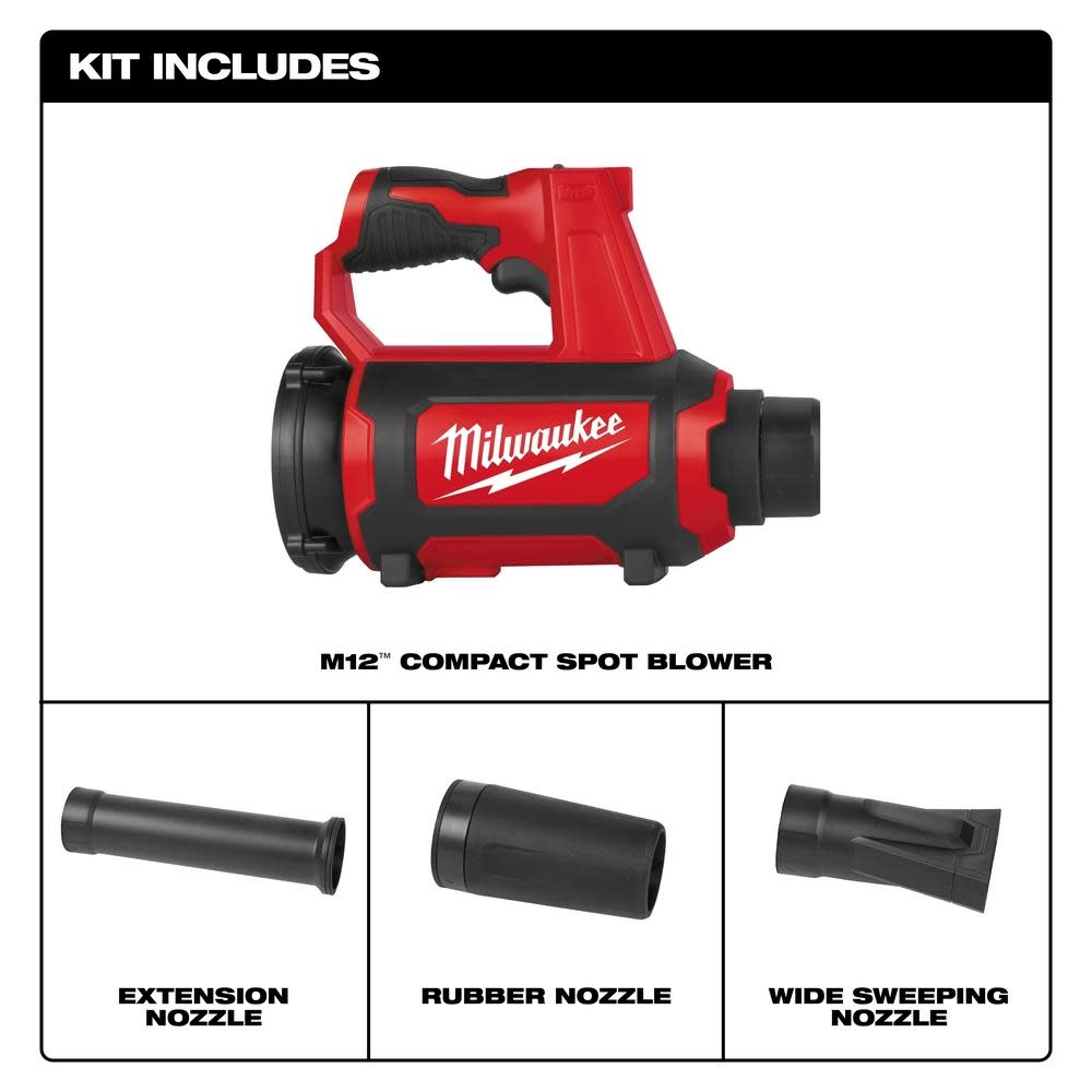 Milwaukee M12 Compact Spot Blower Bare Tool - Ascmtools