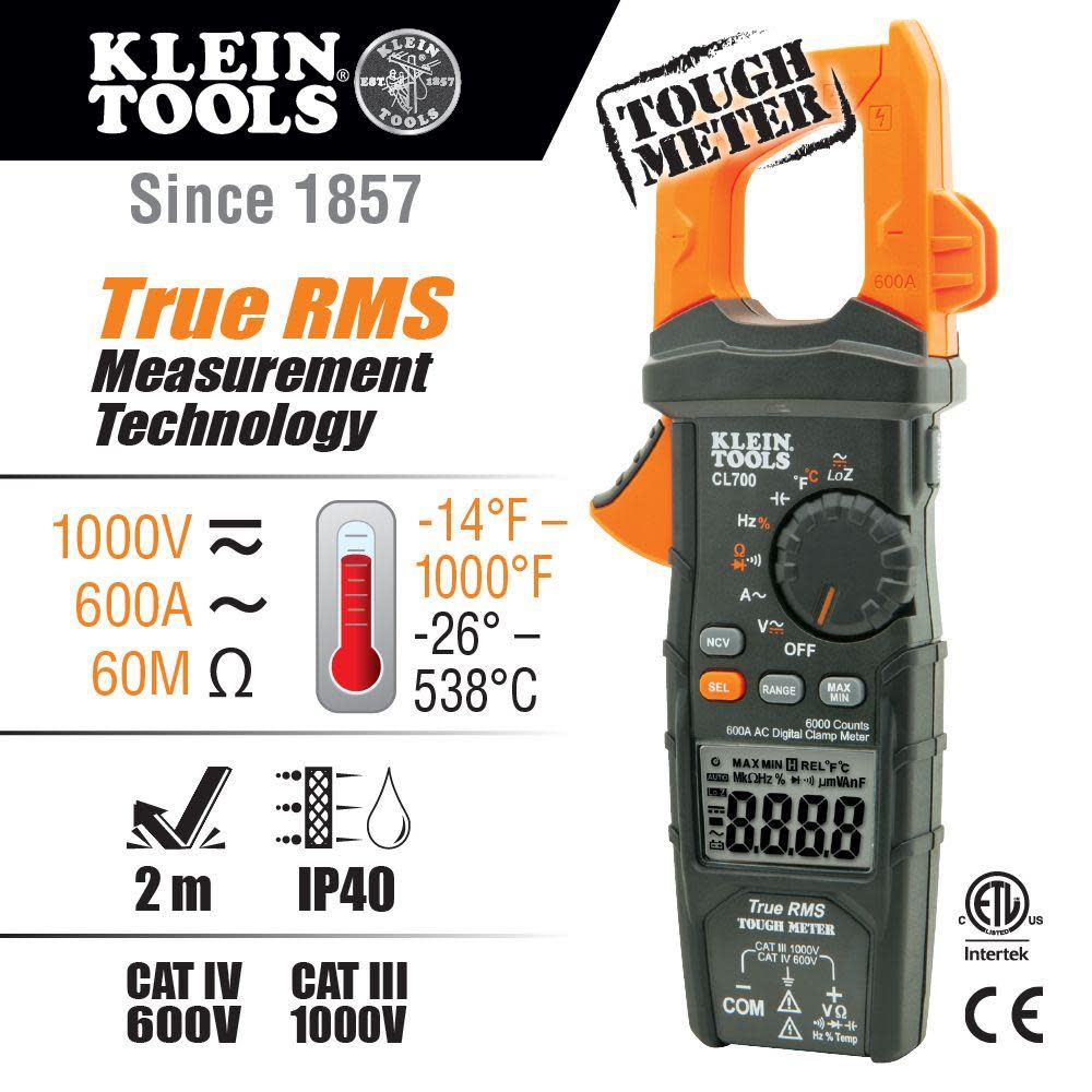 Klein Tools Digital Clamp Meter AC Auto LoZ - Ascmtools