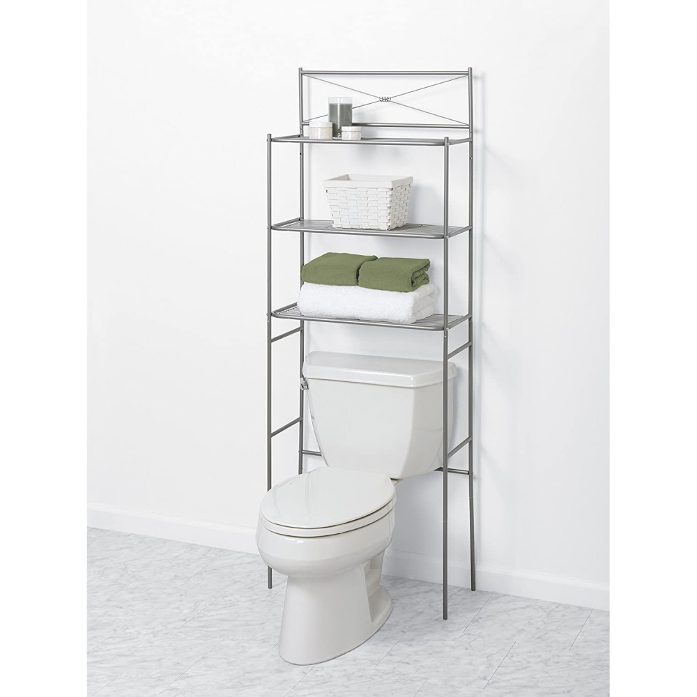 Zenith Over the Toilet Freestanding Spacesaver Satin Nickel Steel - Ascmtools
