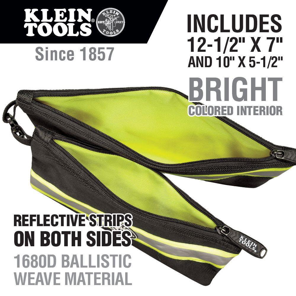 Klein Tools High Visibility Zipper Bags 2 Pk - Ascmtools