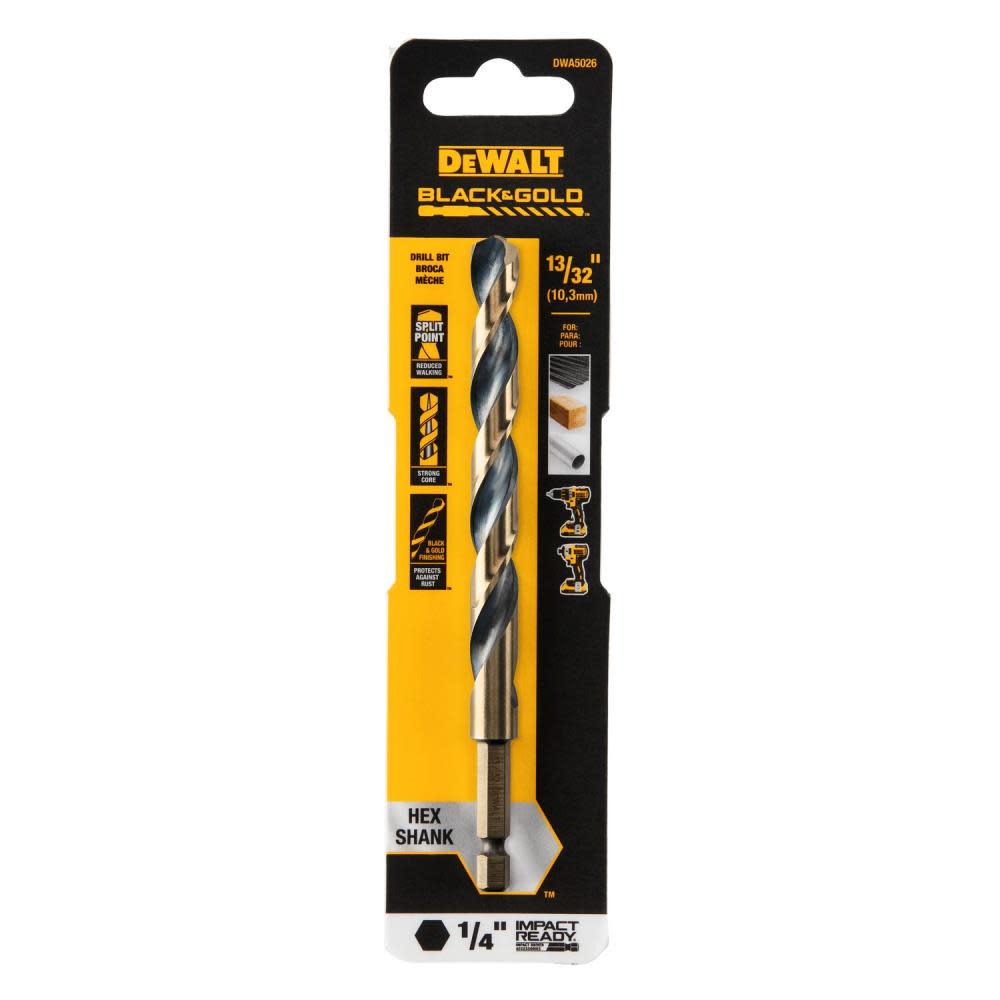 DEWALT 13/32″ BLACK & GOLD Impact Ready METAL DRILL BIT - Ascmtools