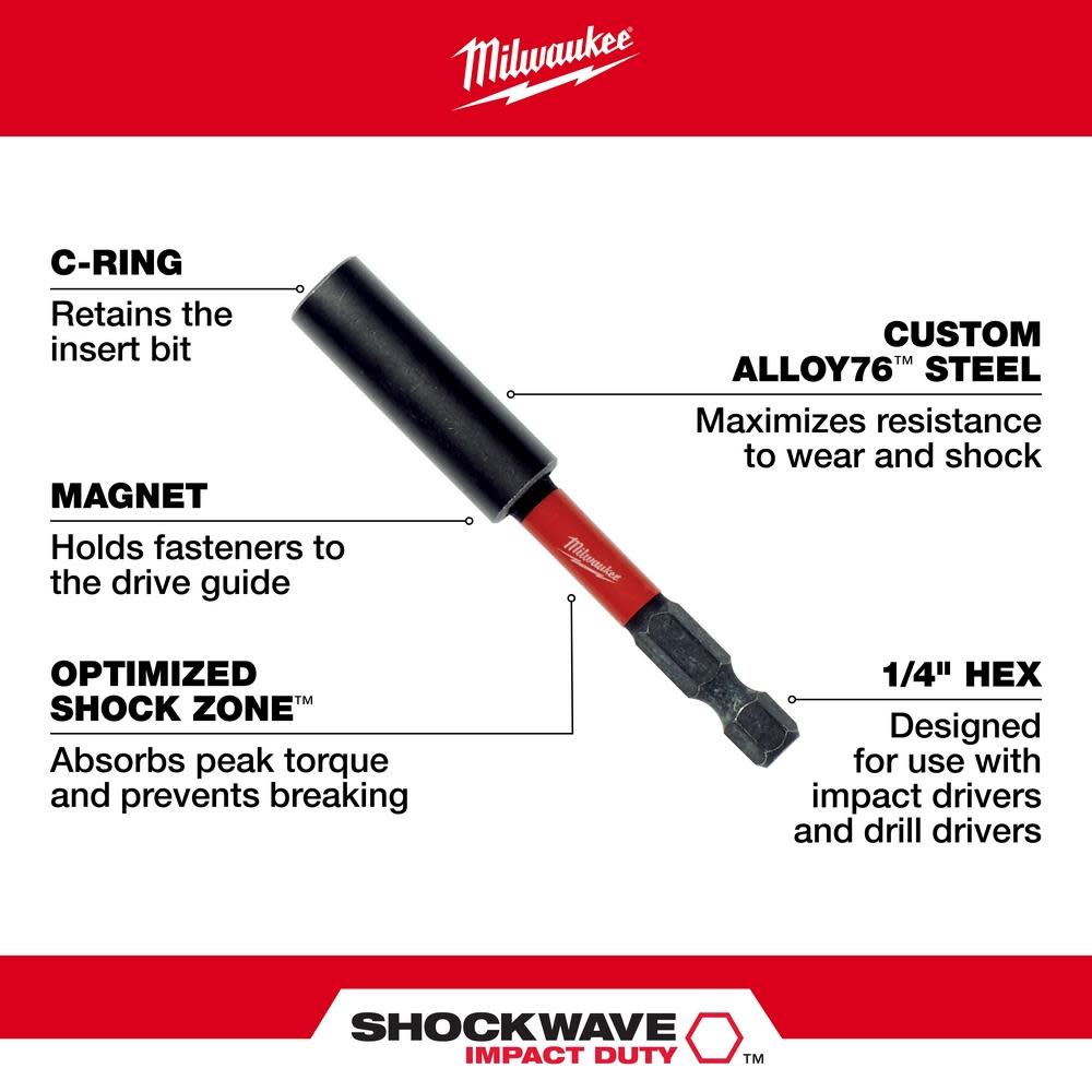 Milwaukee SHOCKWAVE Conduit Reaming Bit Holder - Ascmtools