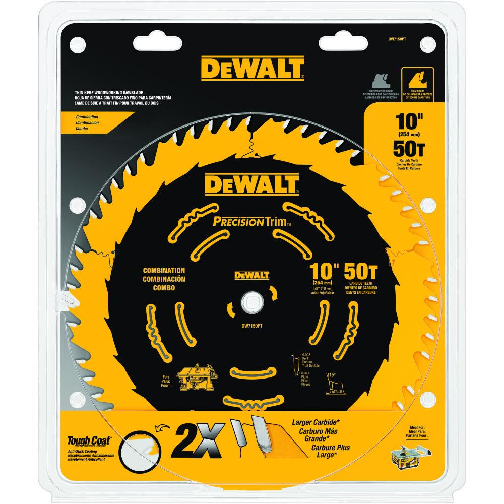 DEWALT 10-in 50T Combination Saw Blade - Ascmtools
