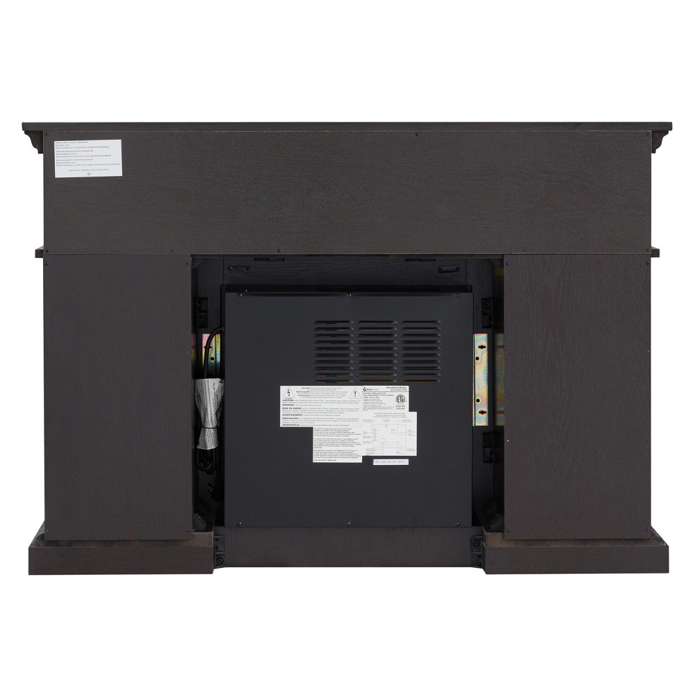 Hearthpro Black Fireplace with Glass Cabinet Doors - Ascmtools