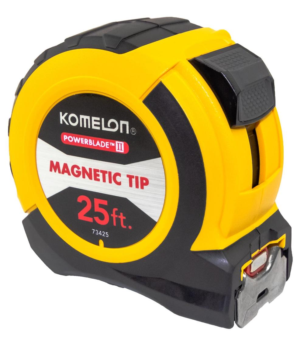 Komelon 25′ x 11/16″ Magnetic ABS Power Blade 2 Series Tape Measure - Ascmtools