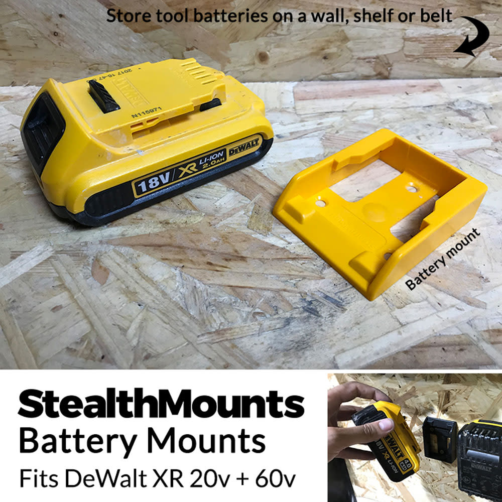 Stealthmounts Battery Mount DEWALT XR 20V 60V Yellow 6pk - Ascmtools