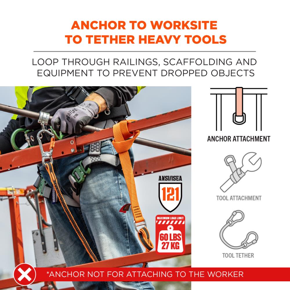 Ergodyne Squids 3177 Orange Anchor Choke Strap 60lbs - Ascmtools