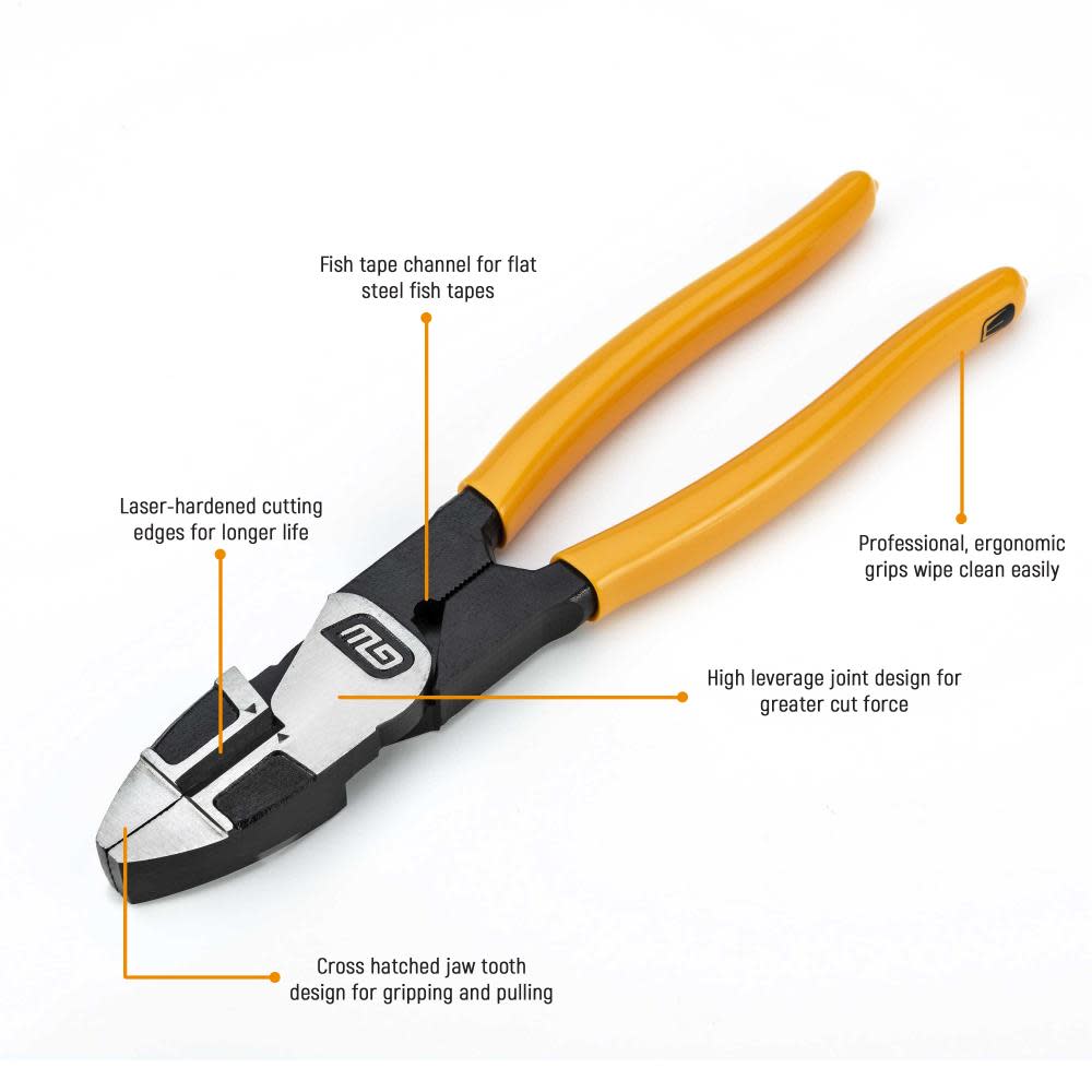 GEARWRENCH Pitbull Linemans Pliers 9 1/2″ Dipped Handle - Ascmtools