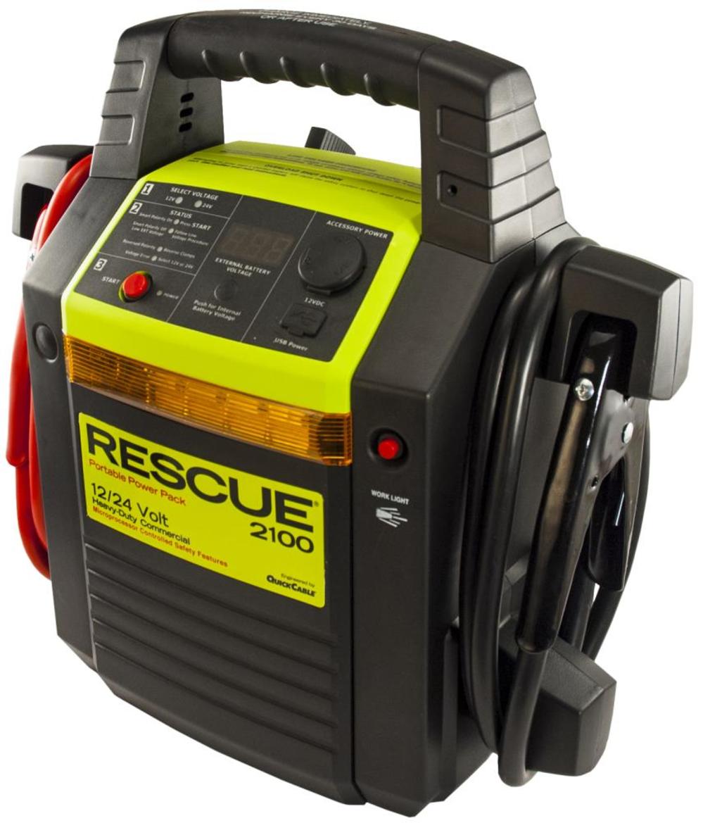 Quick Cable 12/24V 400 Amp 2 gal Cable with Light RESCUE Booster Pack with 62 In. Cables - Ascmtools