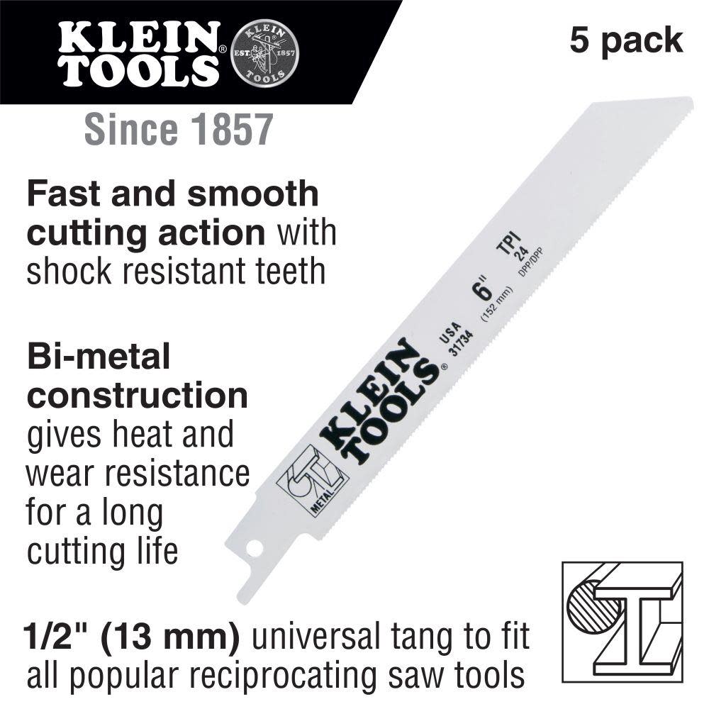 Klein Tools Recip. Saw Blades 6″ 14 TPI-5 Pk - Ascmtools