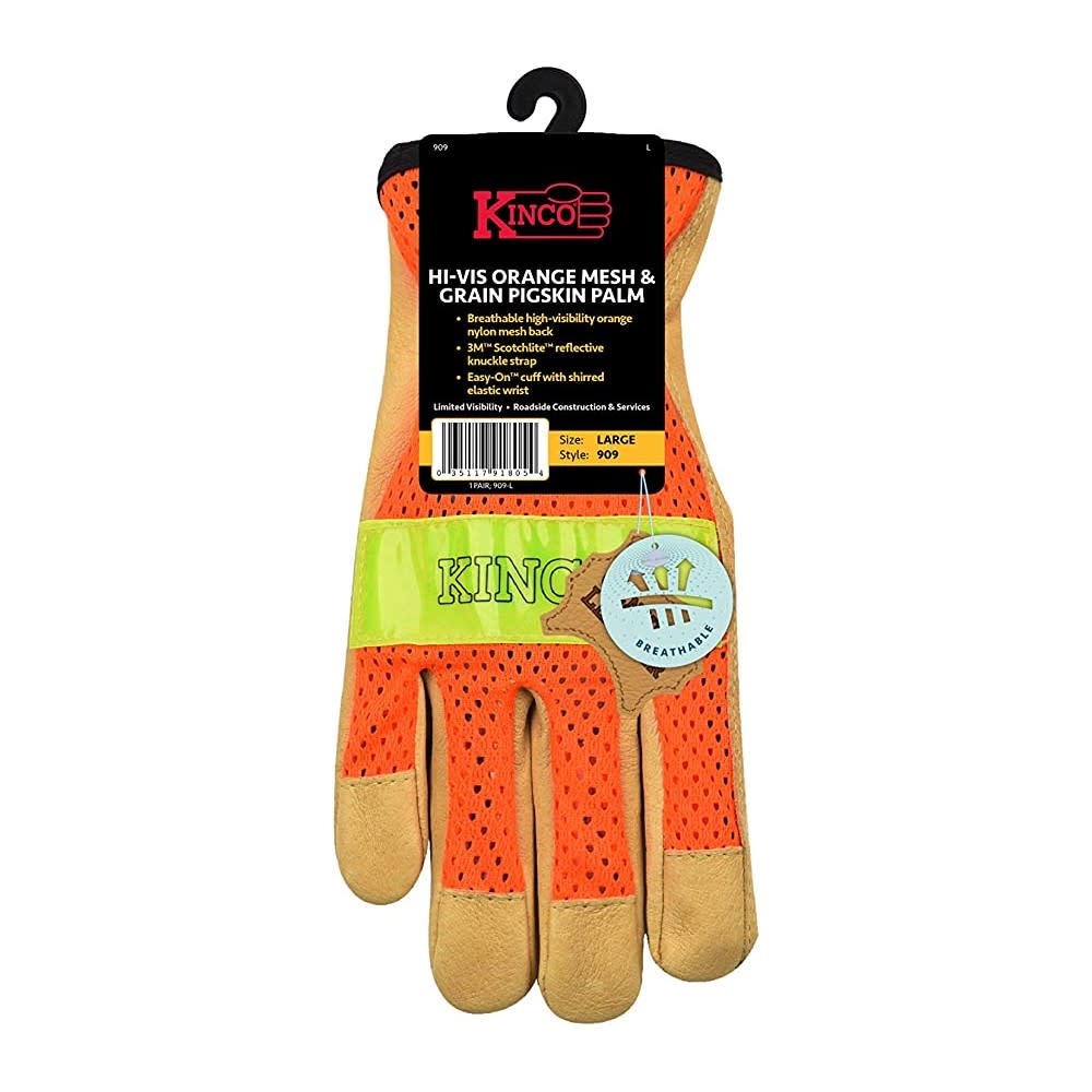 Kinco Hi-Vis Orange Mesh & Grain Pigskin Palm Glove - Ascmtools
